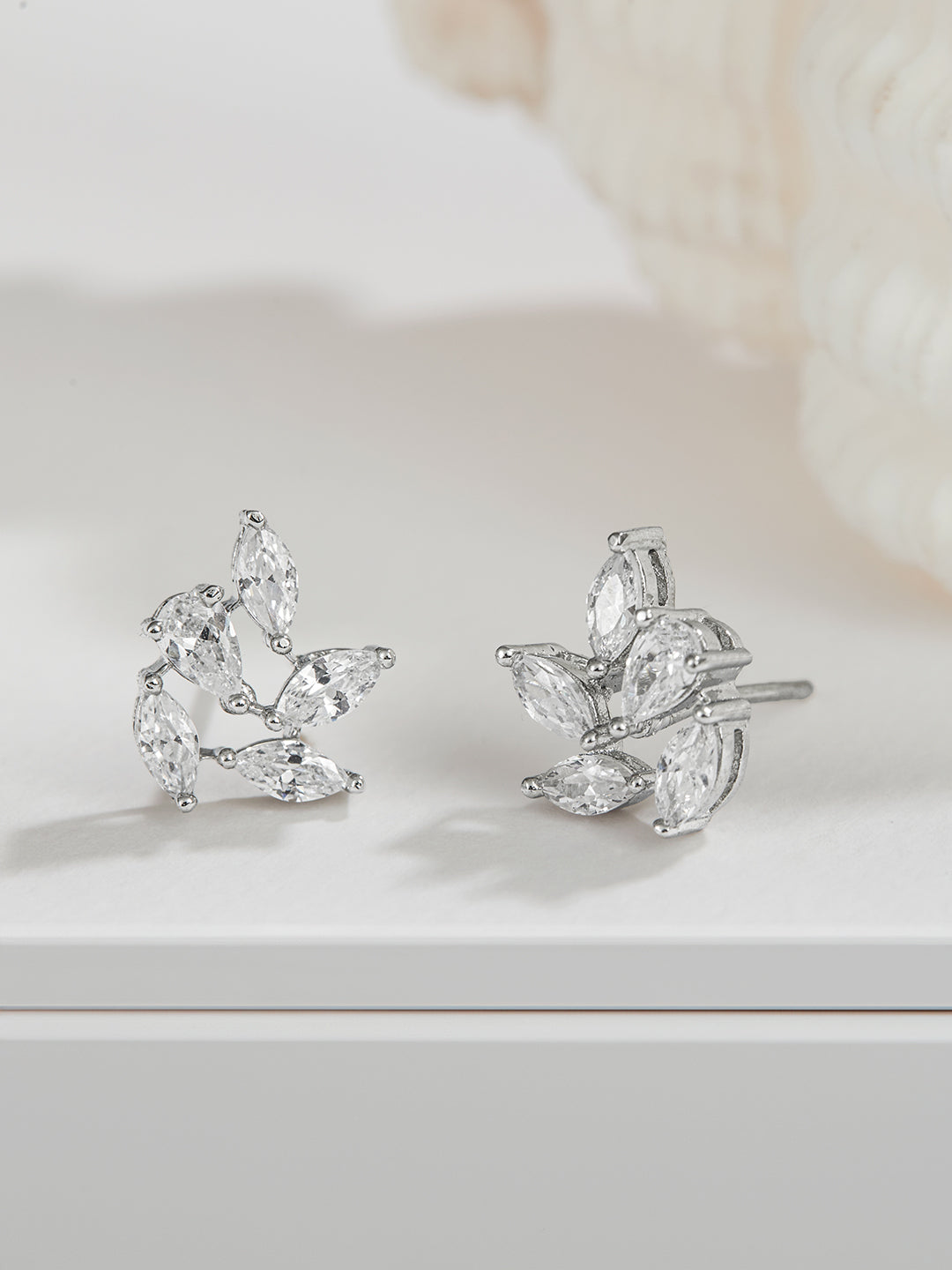 925 Sterling Silver Rhodium Plated Marquise CZ Solitaire Studds Earrings